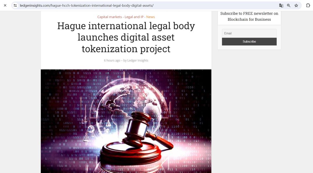 海牙国际法律机构开启数字资产代币化计划
